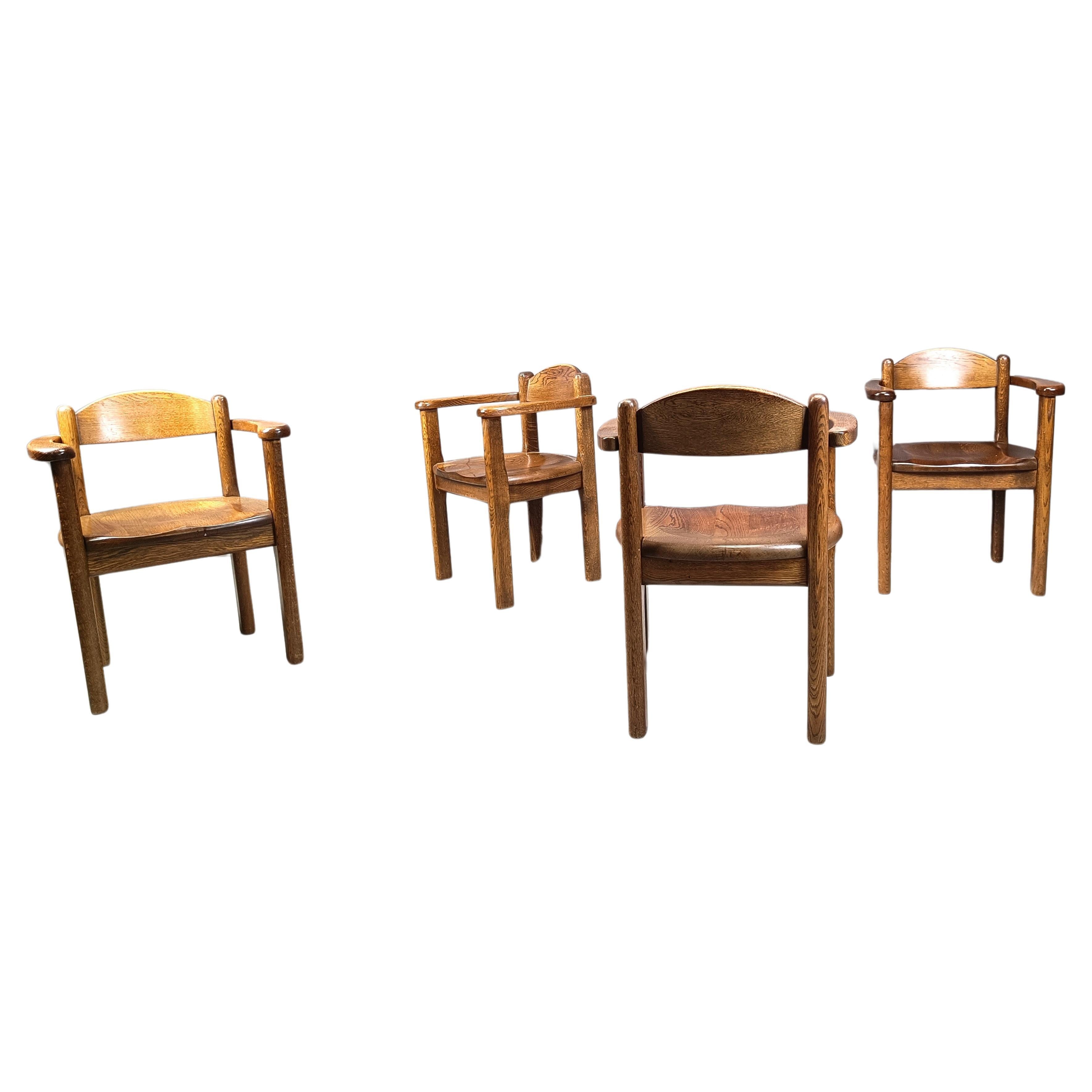 Vintage Belgian wooden armchairs, 1970s