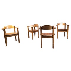 Fauteuils belges vintage en bois, 1970