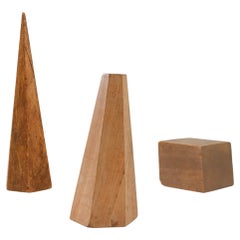 Vintage Belgian Wooden Geometric Shapes, Set of Three