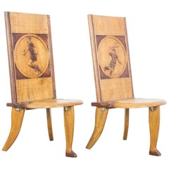 Vintage Belgian Wooden Sports Chairs, a Pair