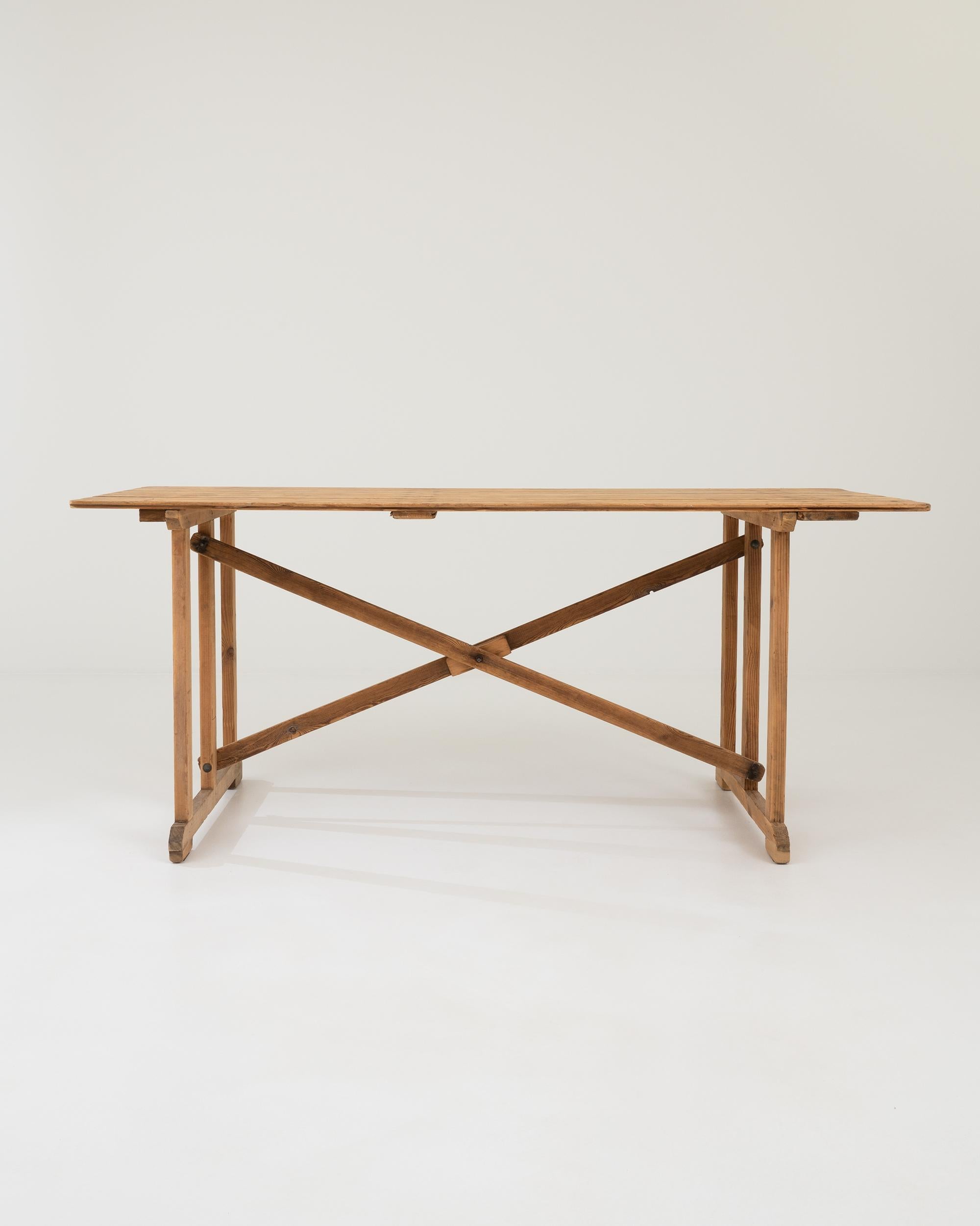 Vintage Belgian Wooden Table at 1stDibs | vintage wooden trestle table