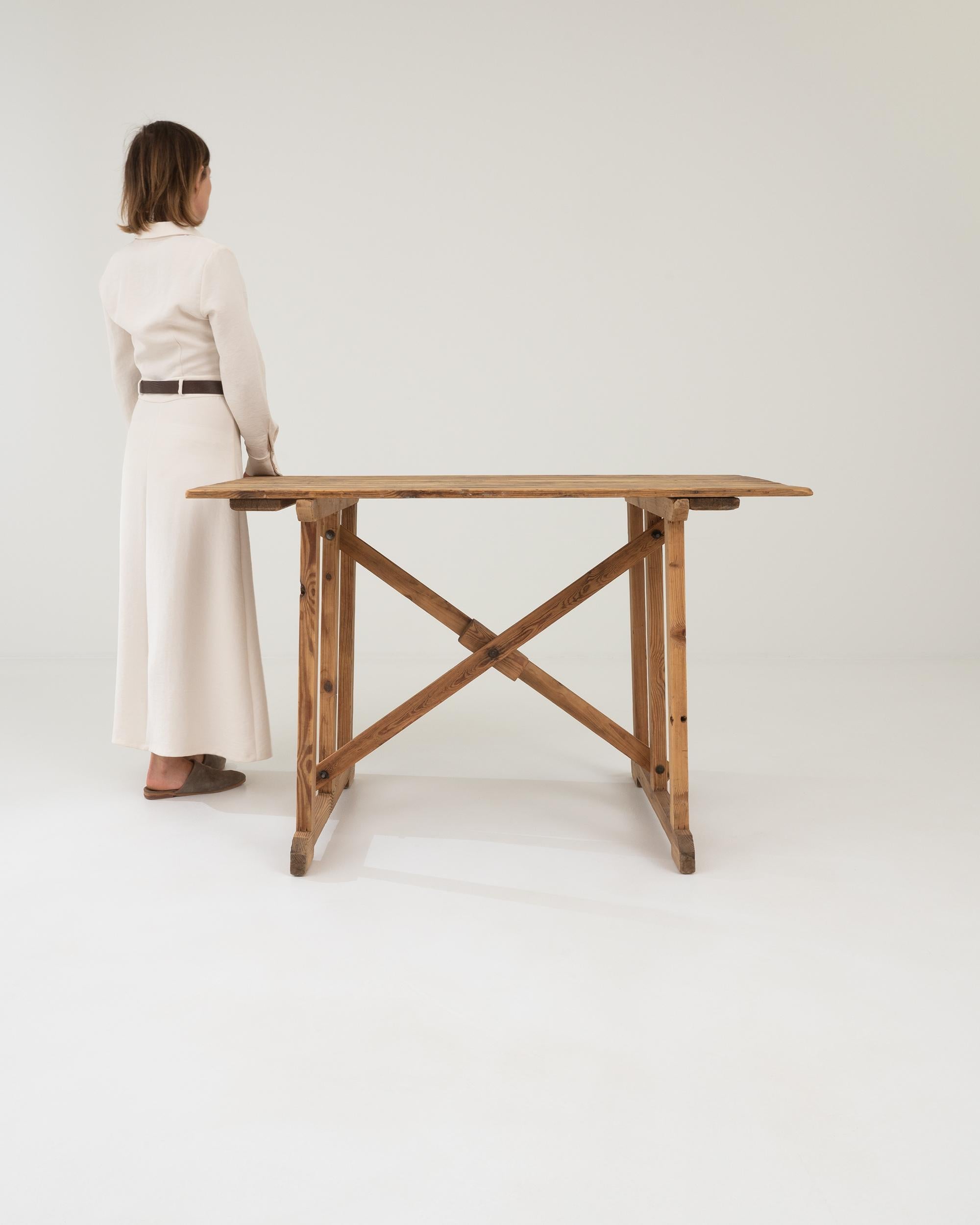 Rustic Vintage Belgian Wooden Table For Sale