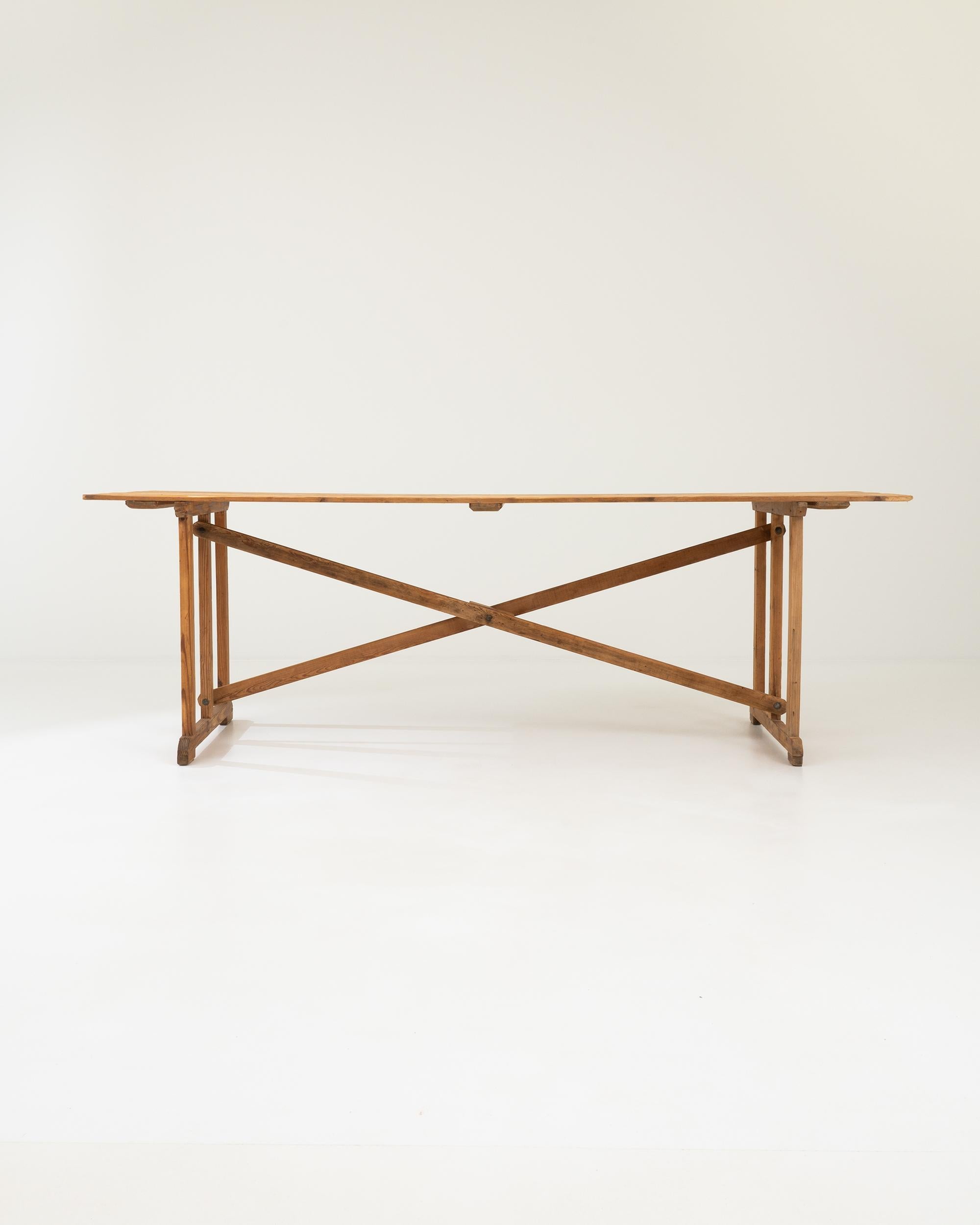 Rustic Vintage Belgian Wooden Table For Sale