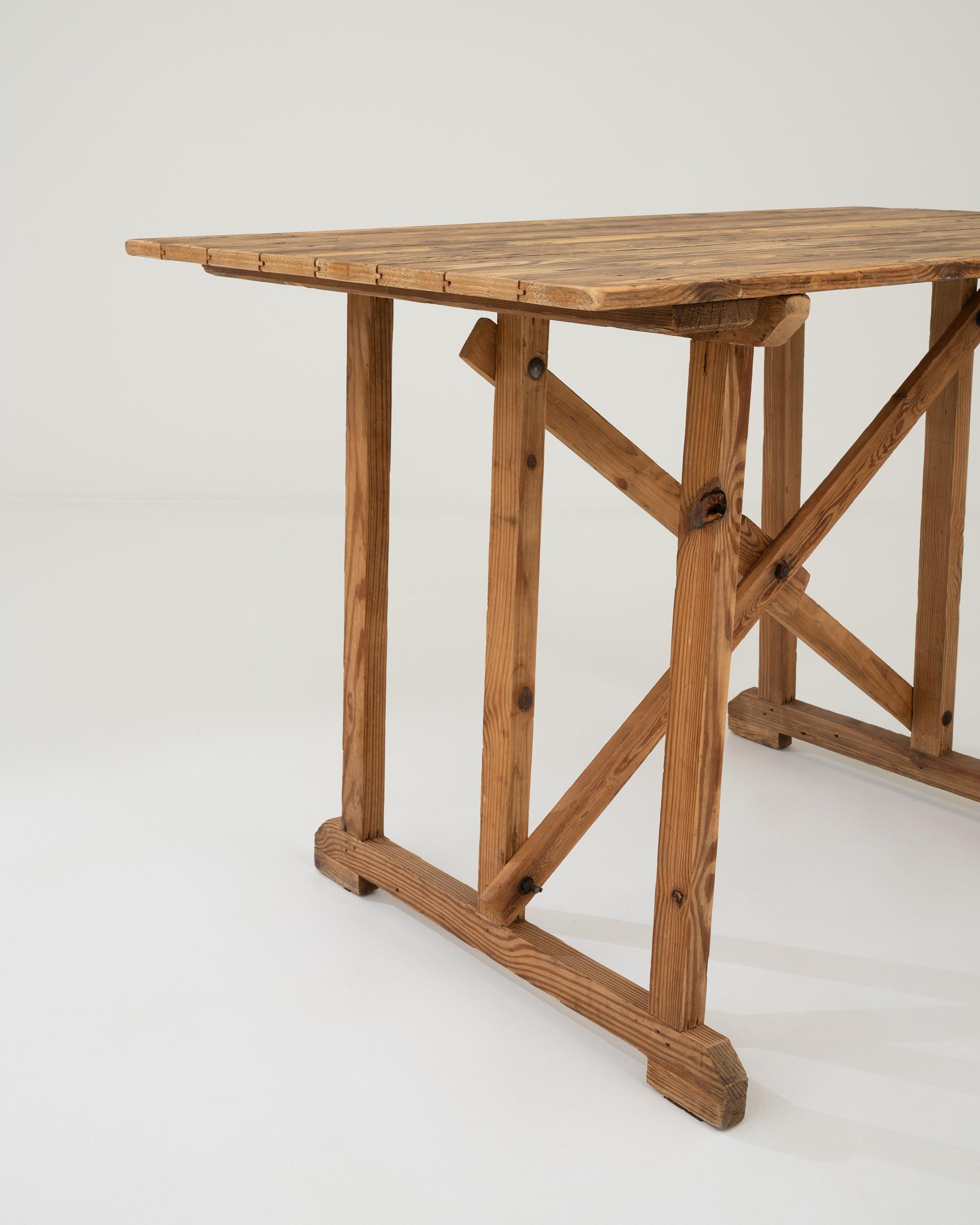 20th Century Vintage Belgian Wooden Table For Sale