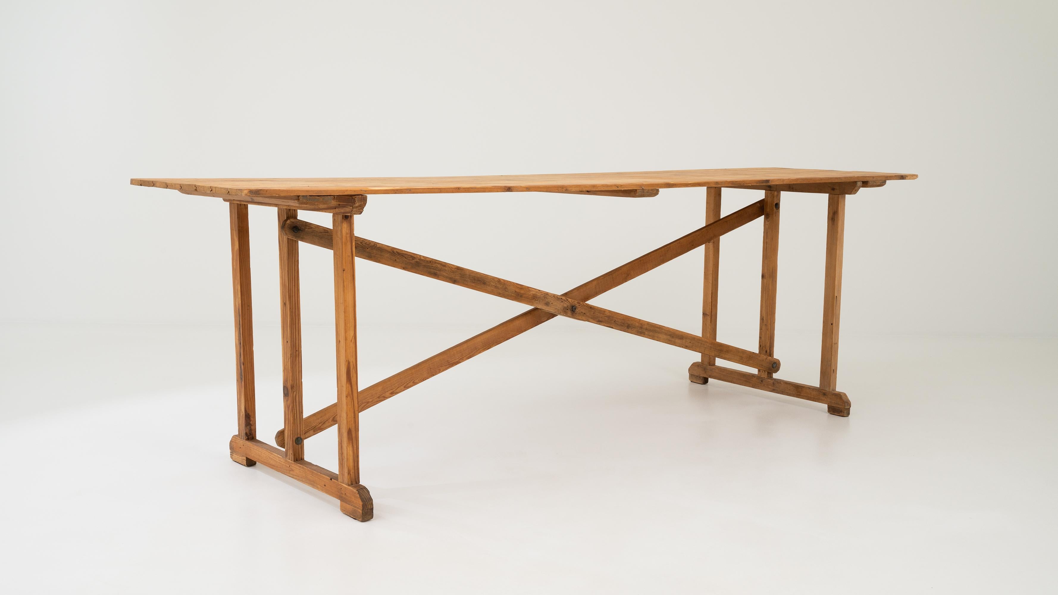Vintage Belgian Wooden Table For Sale 1