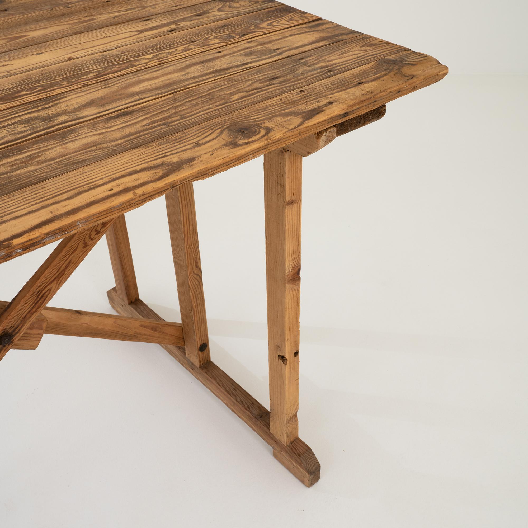 Vintage Belgian Wooden Table For Sale 3