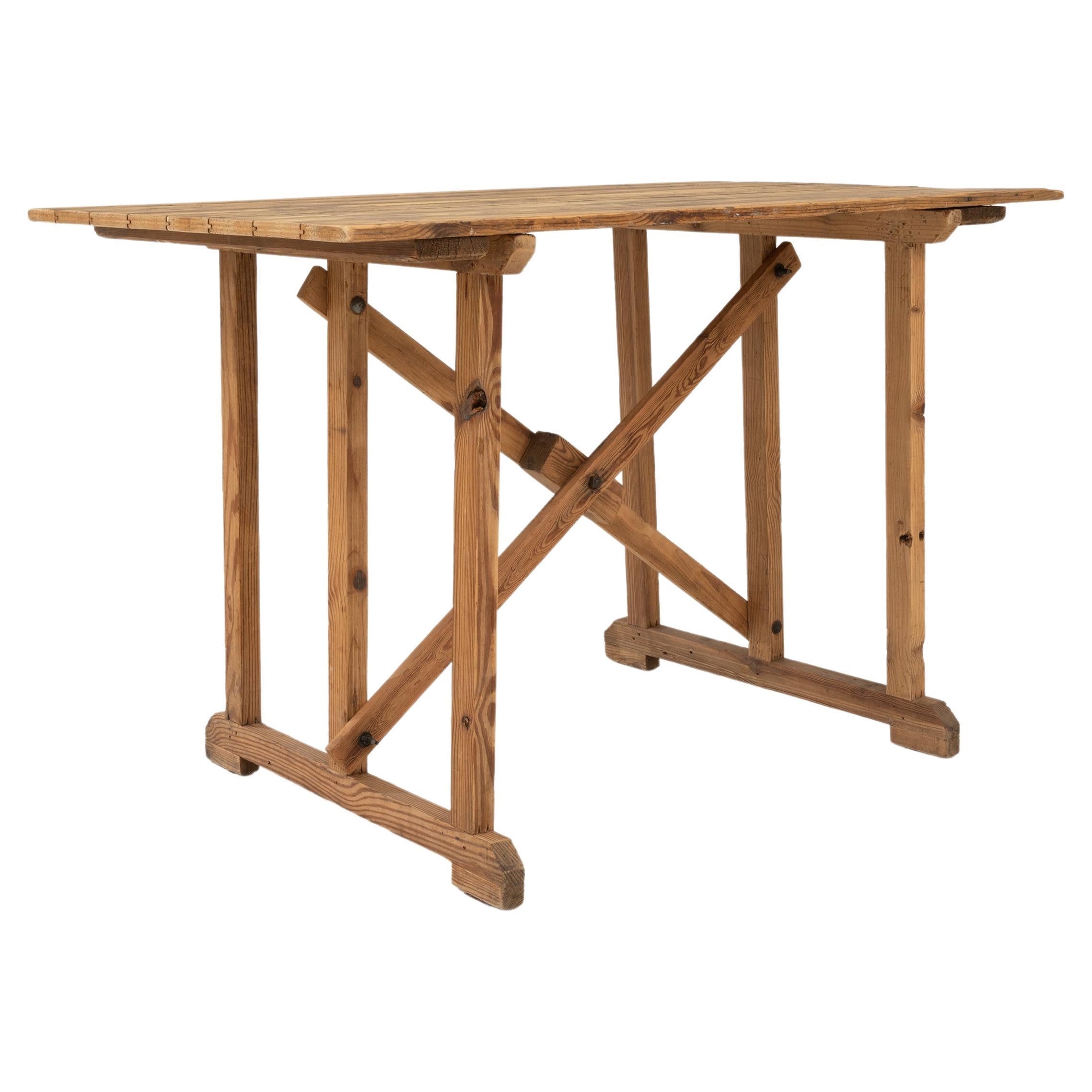 Vintage Belgian Wooden Table For Sale