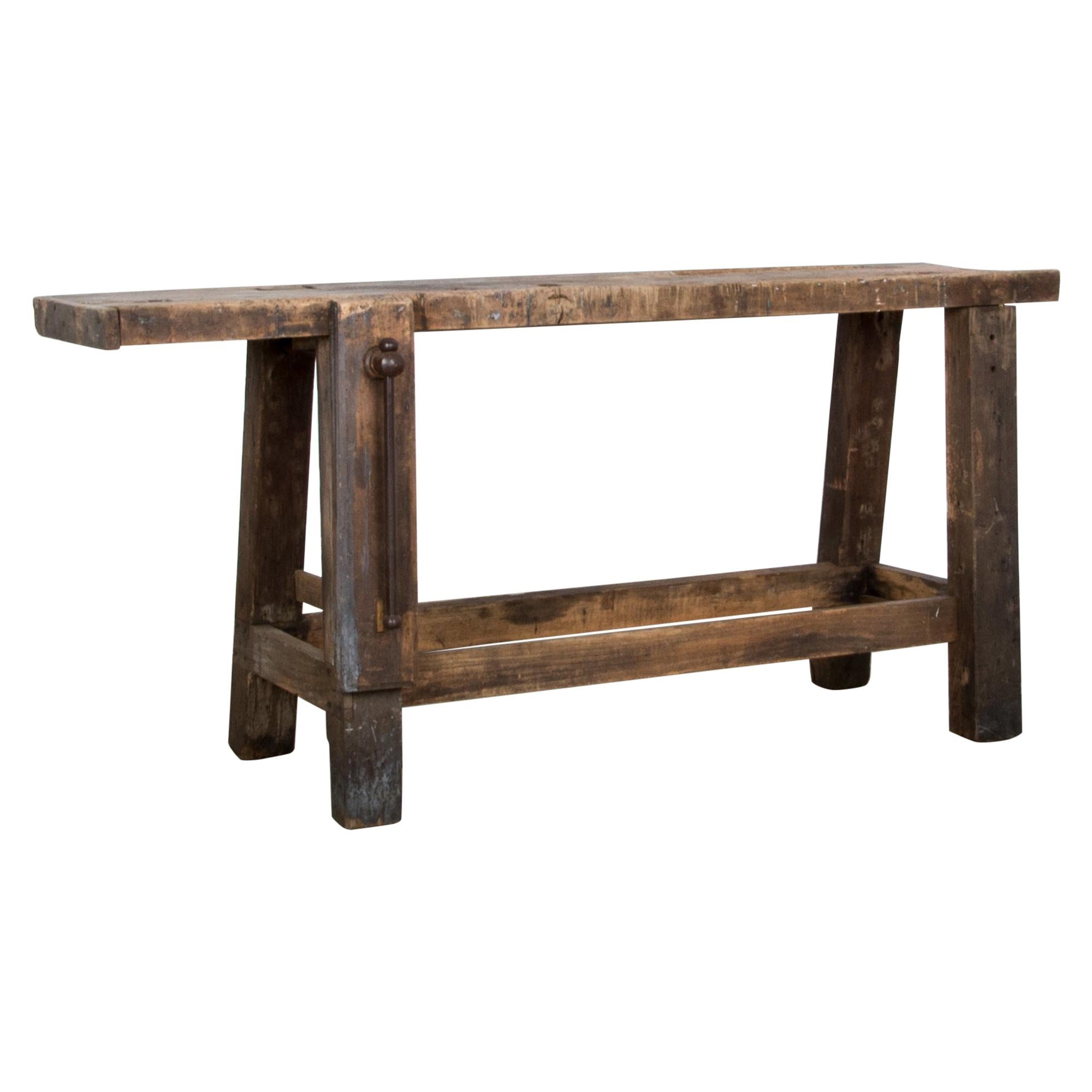 Vintage Belgian Wooden Worktable 