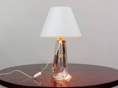 Vintage Belgium 1960s Large Handblown Val St Lambert Clear Crystal Lamp Base