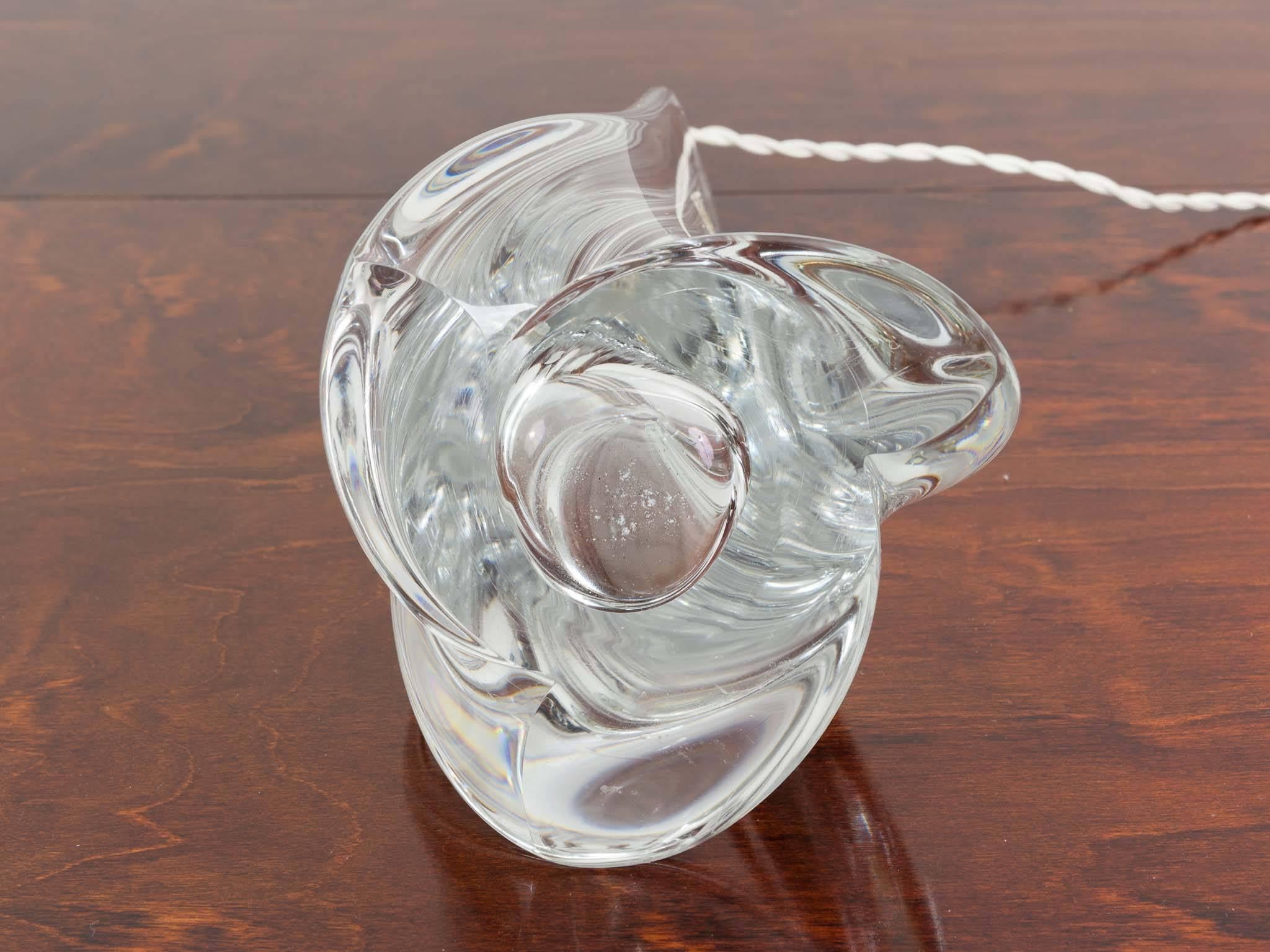 Mid-Century Modern Vintage Belgium 1960s Large Handblown Val St Lambert Clear Crystal Lamp Base