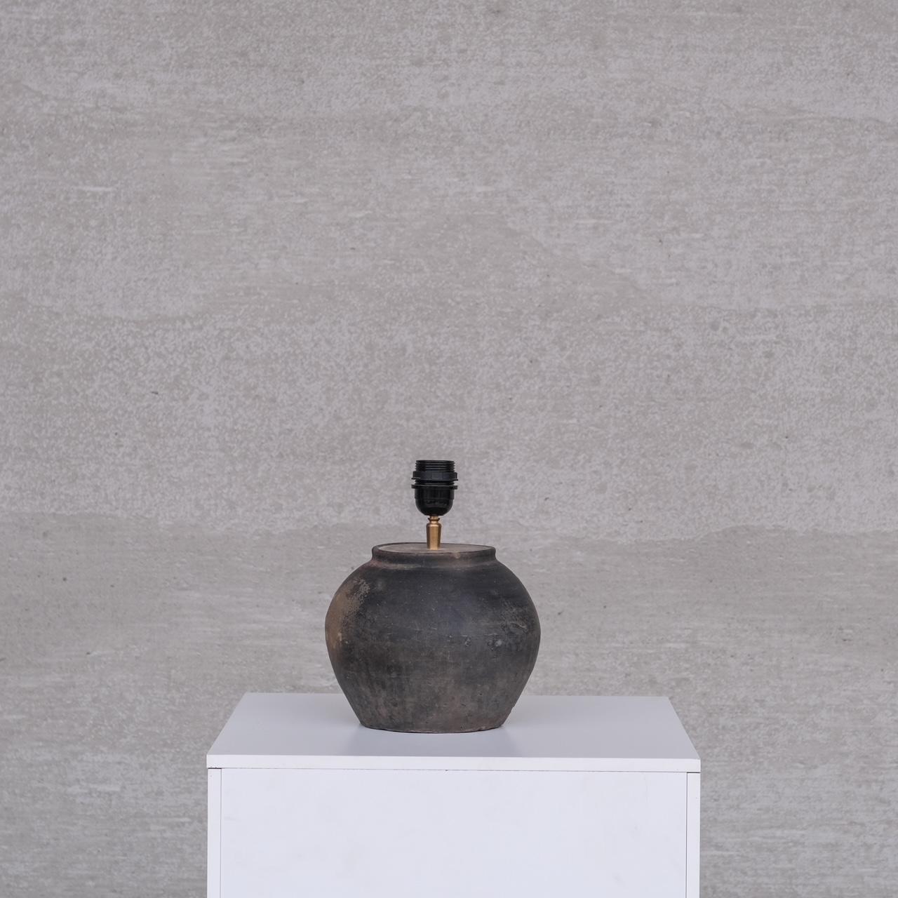 Vintage Belgium Ceramic Wabi-Sabi Table Lamp In Good Condition In London, GB