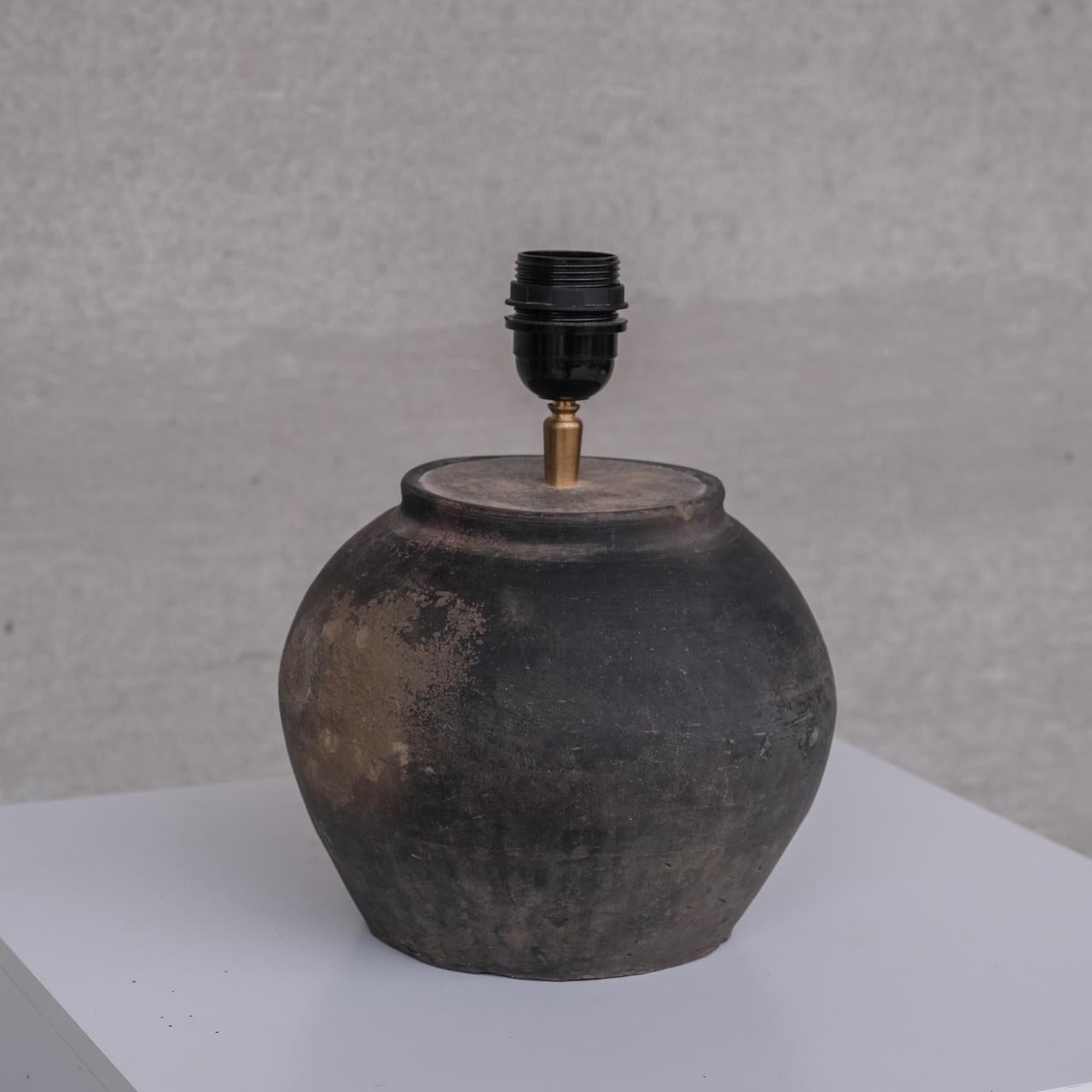 Mid-20th Century Vintage Belgium Ceramic Wabi-Sabi Table Lamp