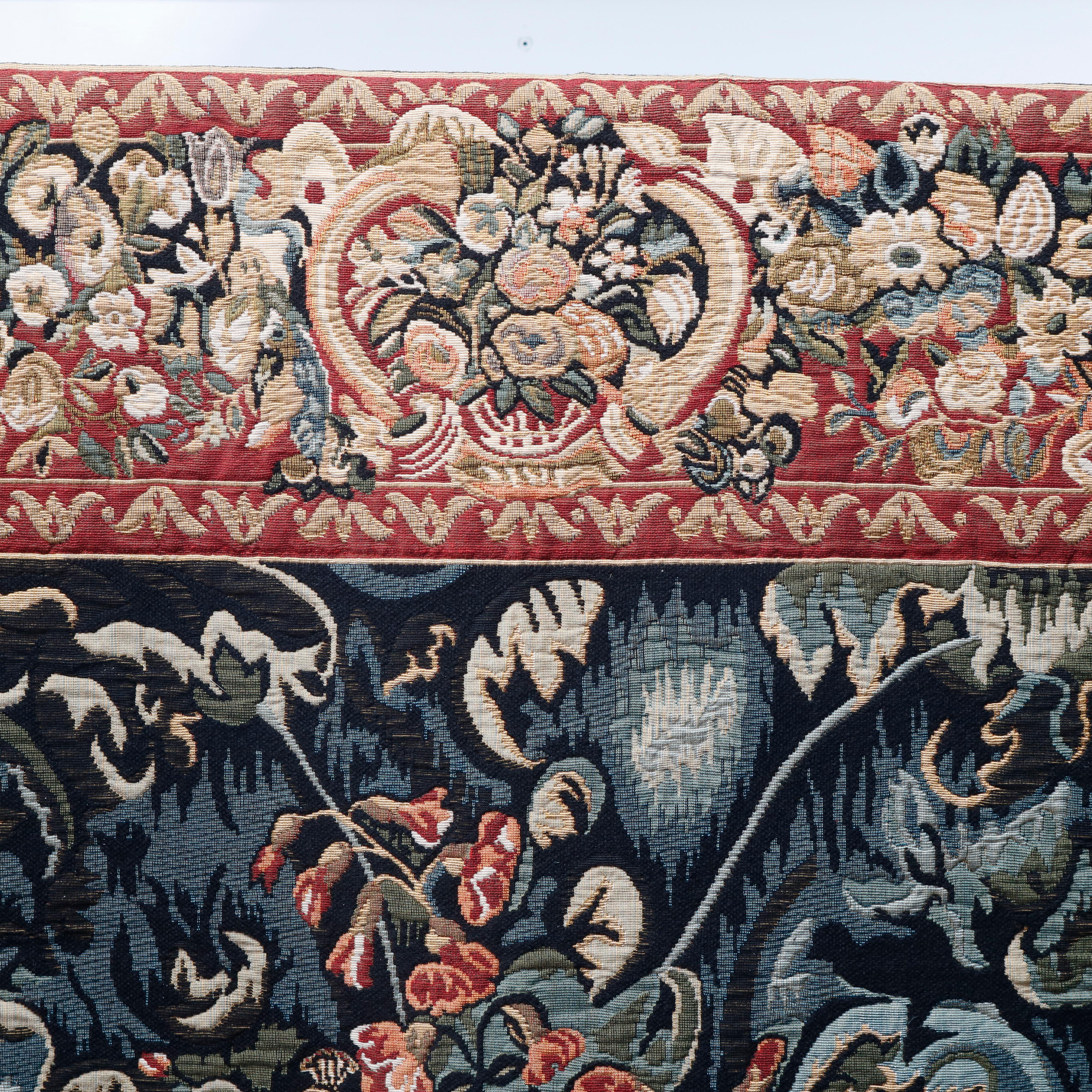 Vintage Belgium Flemish Style Tapestry Garden Scene with Peacock, 20th Century 2