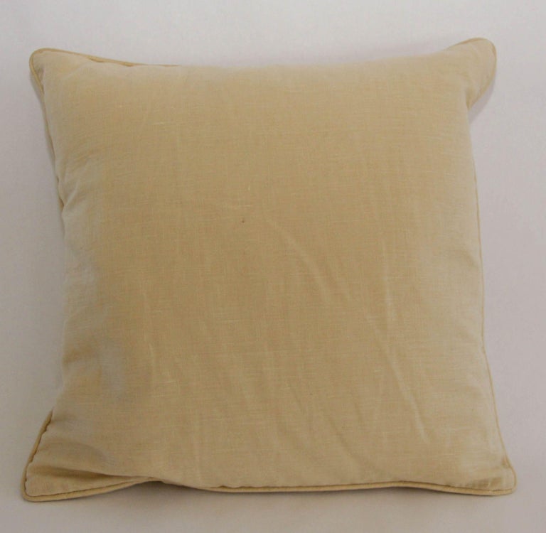 European Vintage Belgium Linen Beige Country Throw Pillow For Sale