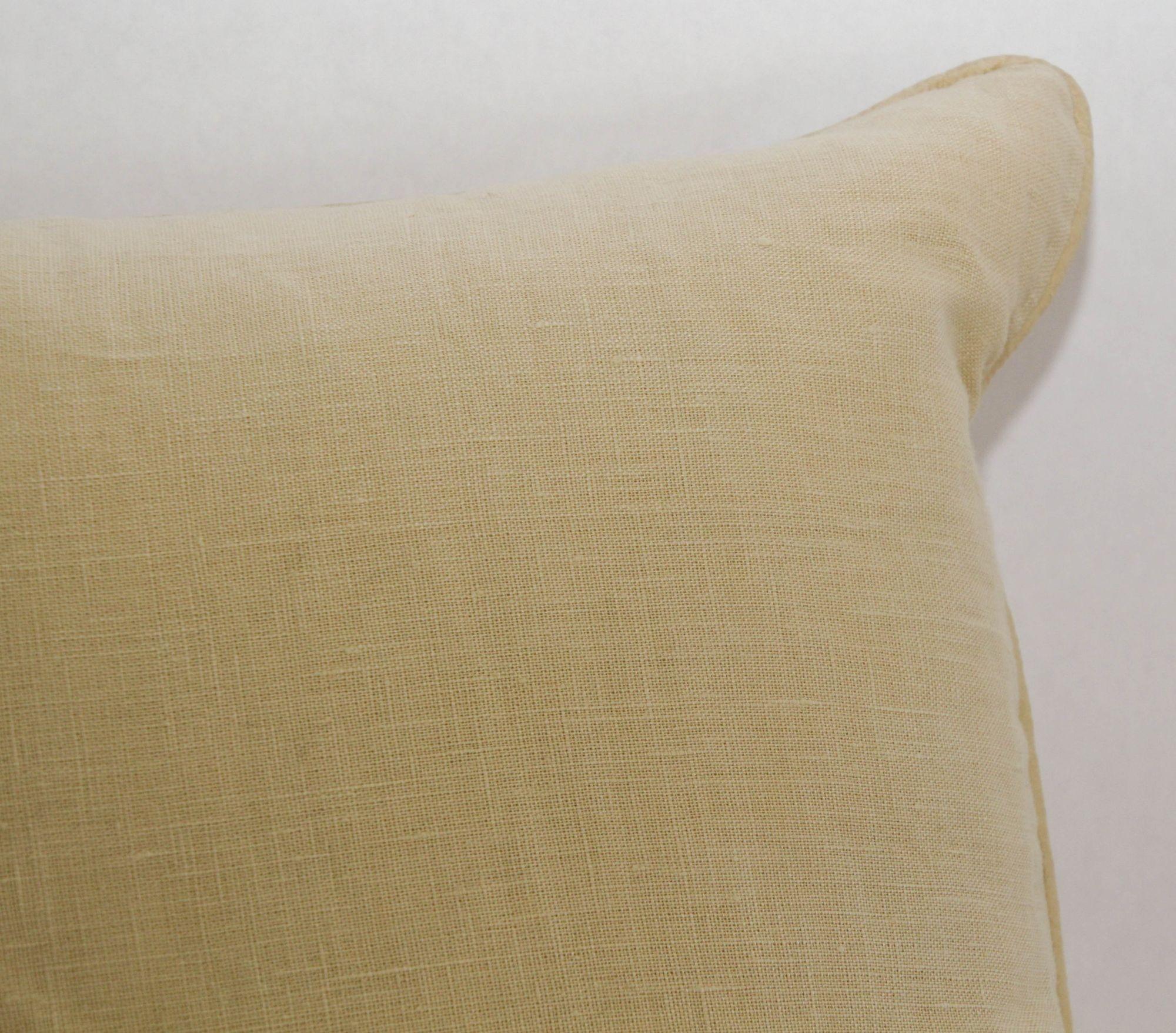 20th Century Vintage Belgium Linen Beige Country Throw Pillow For Sale