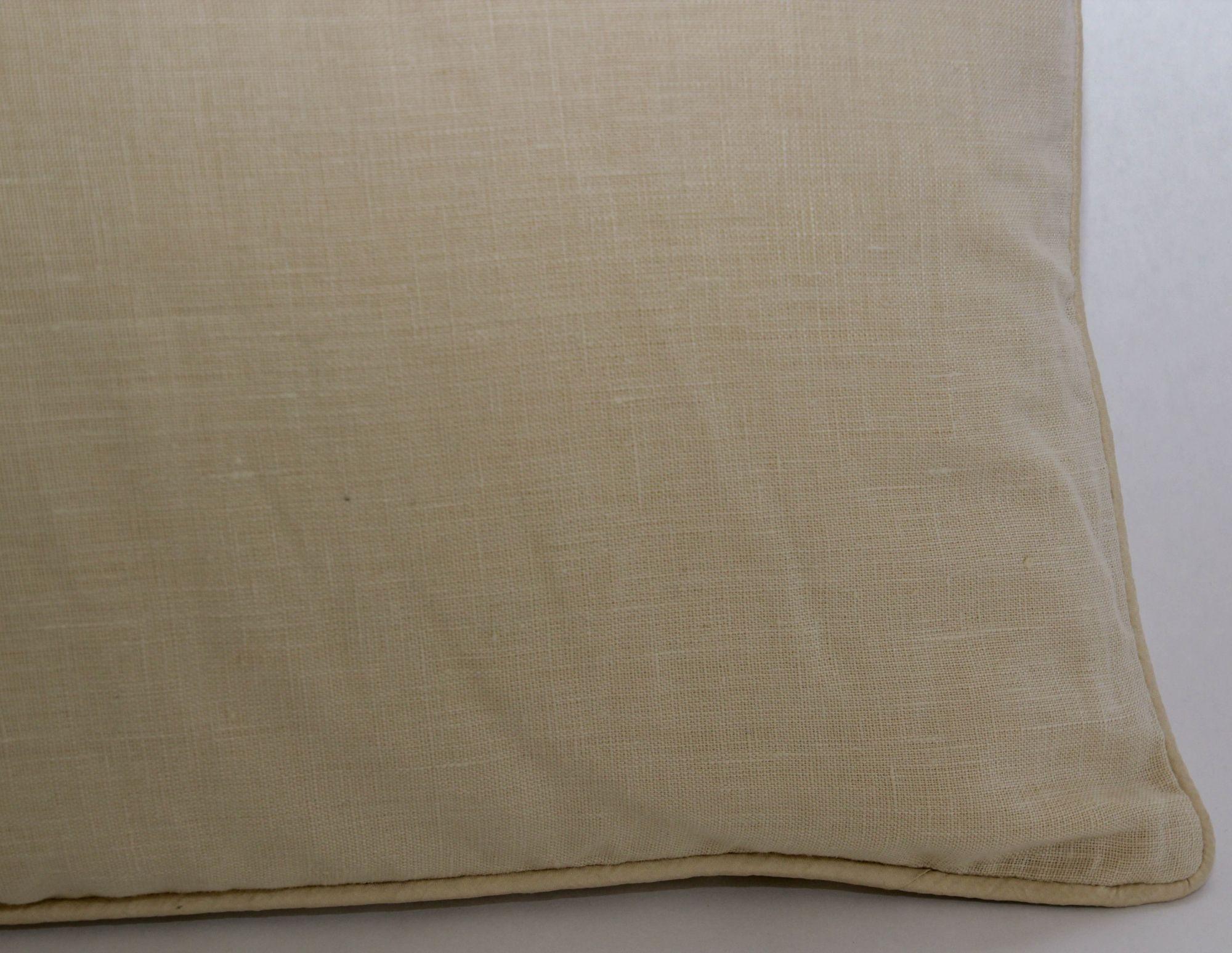 Vintage Belgium Linen Beige Country Throw Pillow For Sale 1