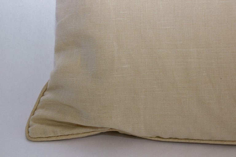 Vintage Belgium Linen Beige Country Throw Pillow For Sale 2