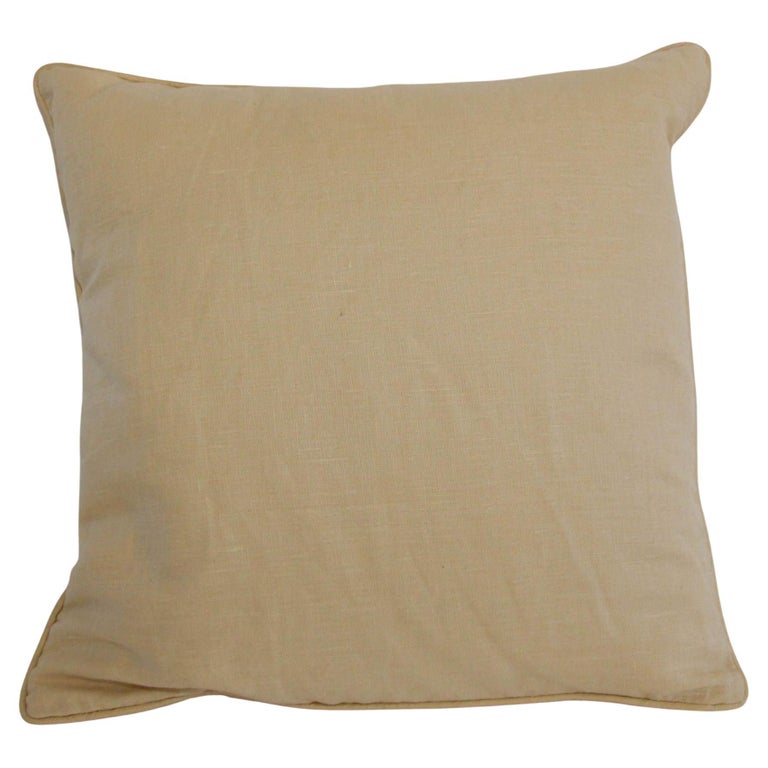 Vintage Belgium Linen Beige Country Throw Pillow For Sale
