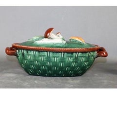Casseruola da gioco coperta in maiolica belga d'epoca  - Motivo del fungo