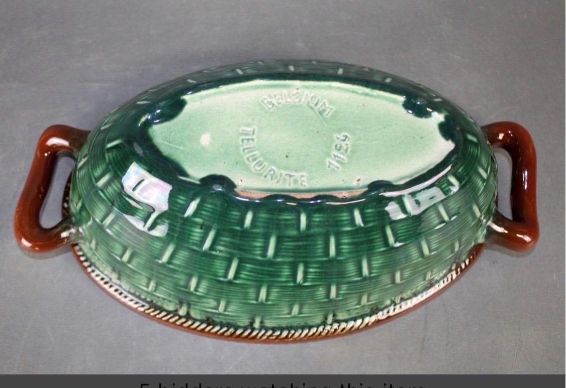 Cazuela de cerámica con tapa de mayólica belga vintage  - Motivo seta en Bueno estado para la venta en Atlanta, GA