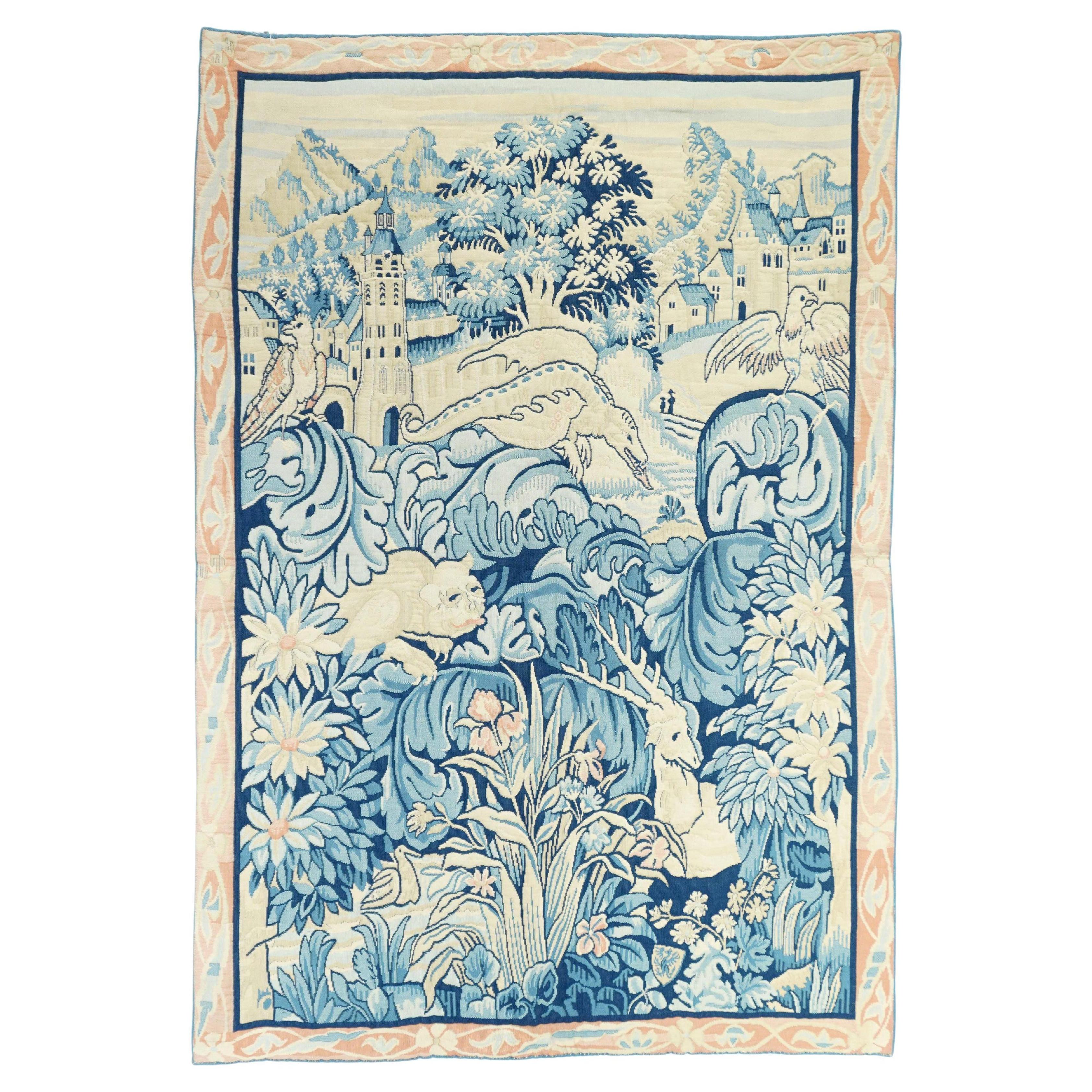 Vintage Belgium Verdure Design Tapestry Rug