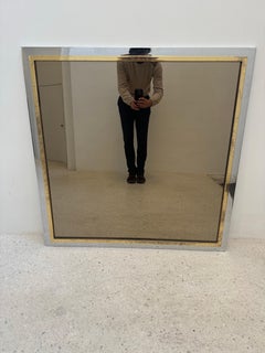 Vintage Belgo Chrom Mirror with Brass and Chrome Frame, 1970s