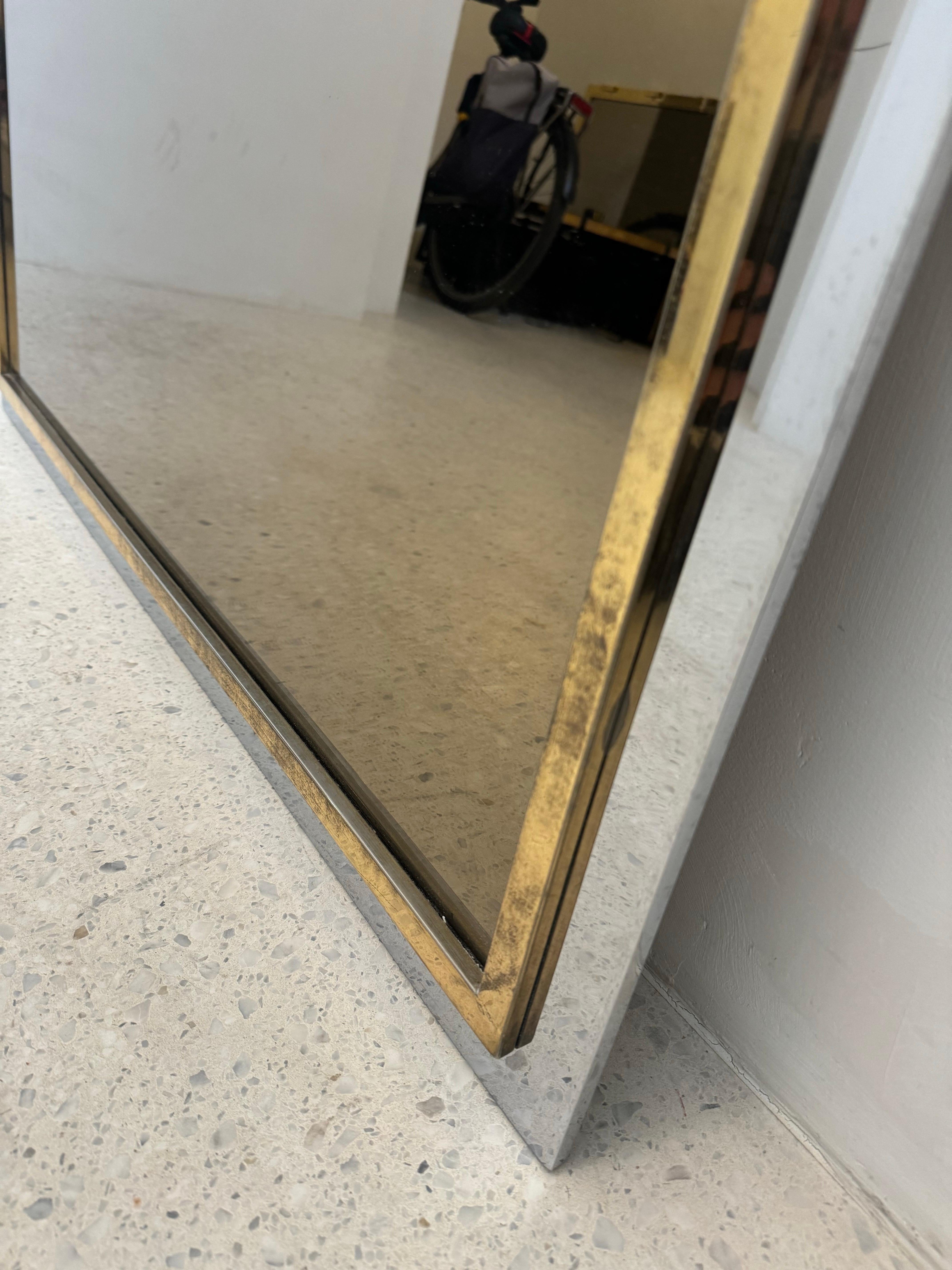 Miroir chromé Belgo avec cadre en laiton et chrome, 1970 en vente 1