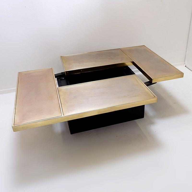 Vintage Belgo Chrom sliding coffee table with hidden bar - 1970s For Sale 8