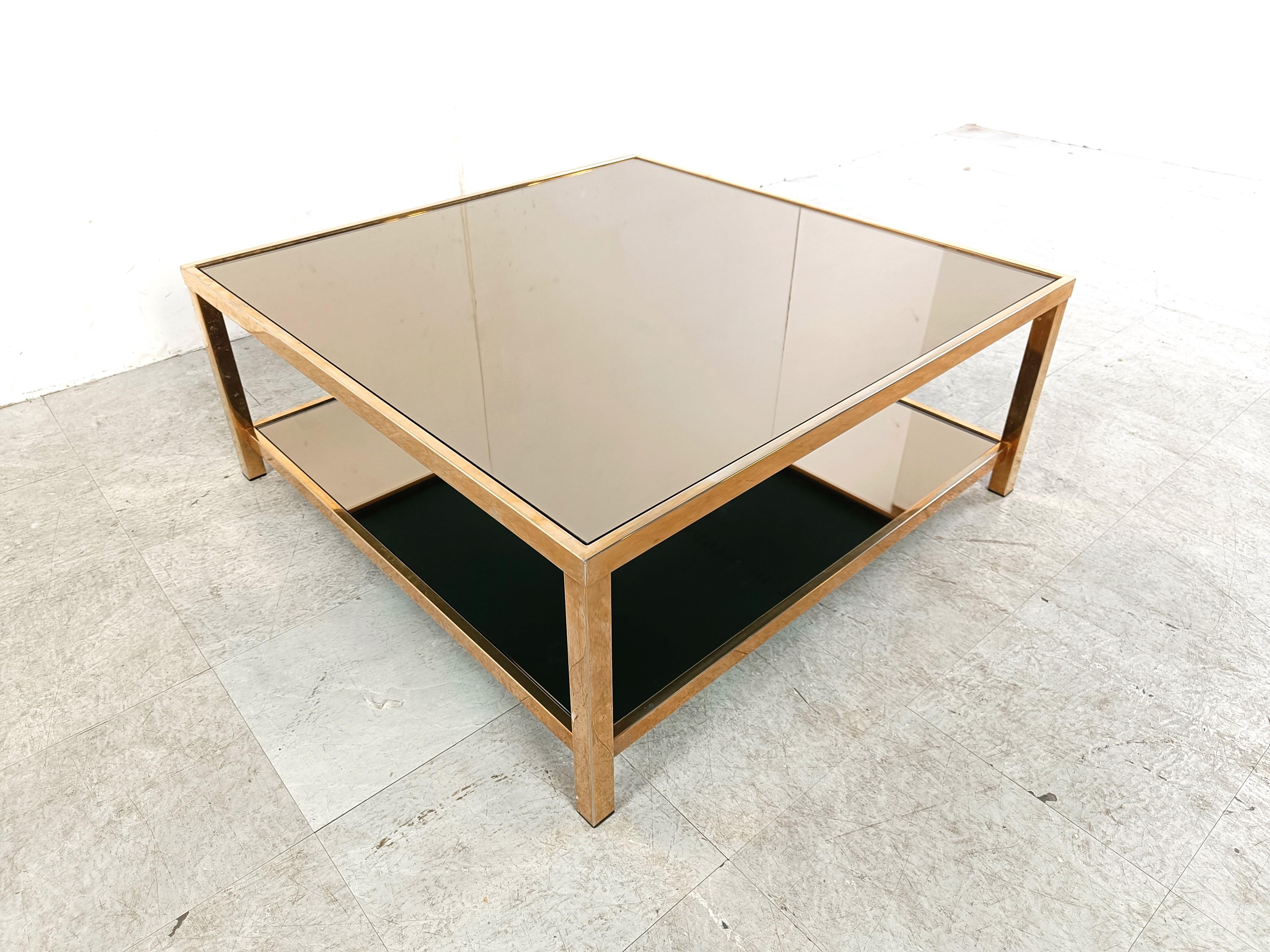 Brass Vintage belgochrom 23kt coffee table, 1970s For Sale