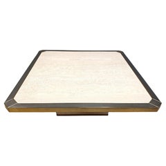 Mesa de centro vintage belgochrom de oro de 23 quilates y travertino , años 70