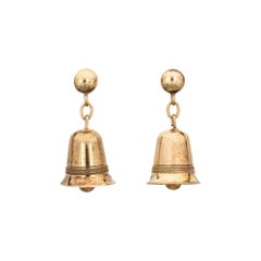 Vintage Bell Drop Earrings 9k Yellow Gold English Hallmarks Birmingham Jewelry