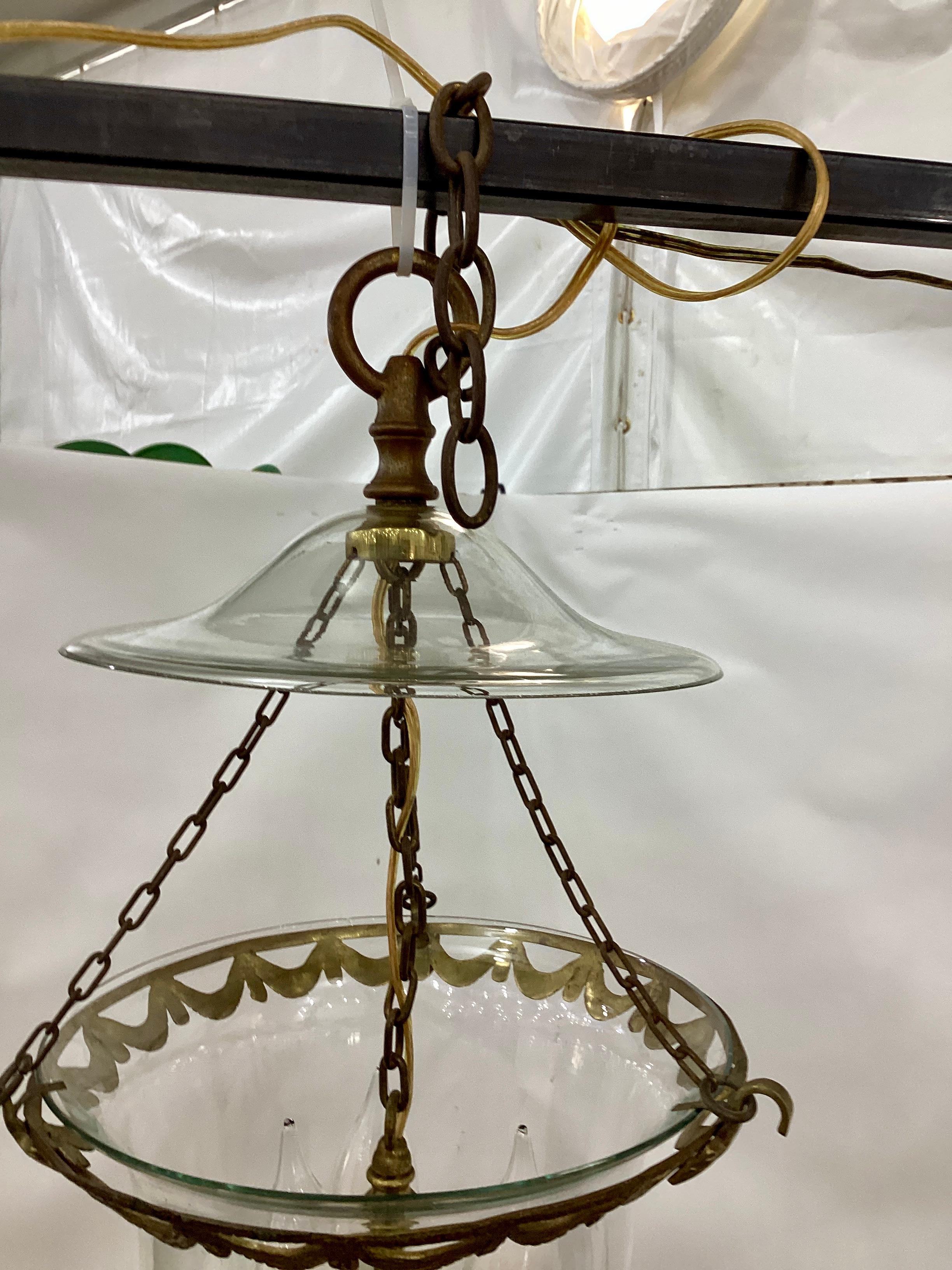 20th Century Vintage Bell Jar Lantern with Draped Swag Ring 