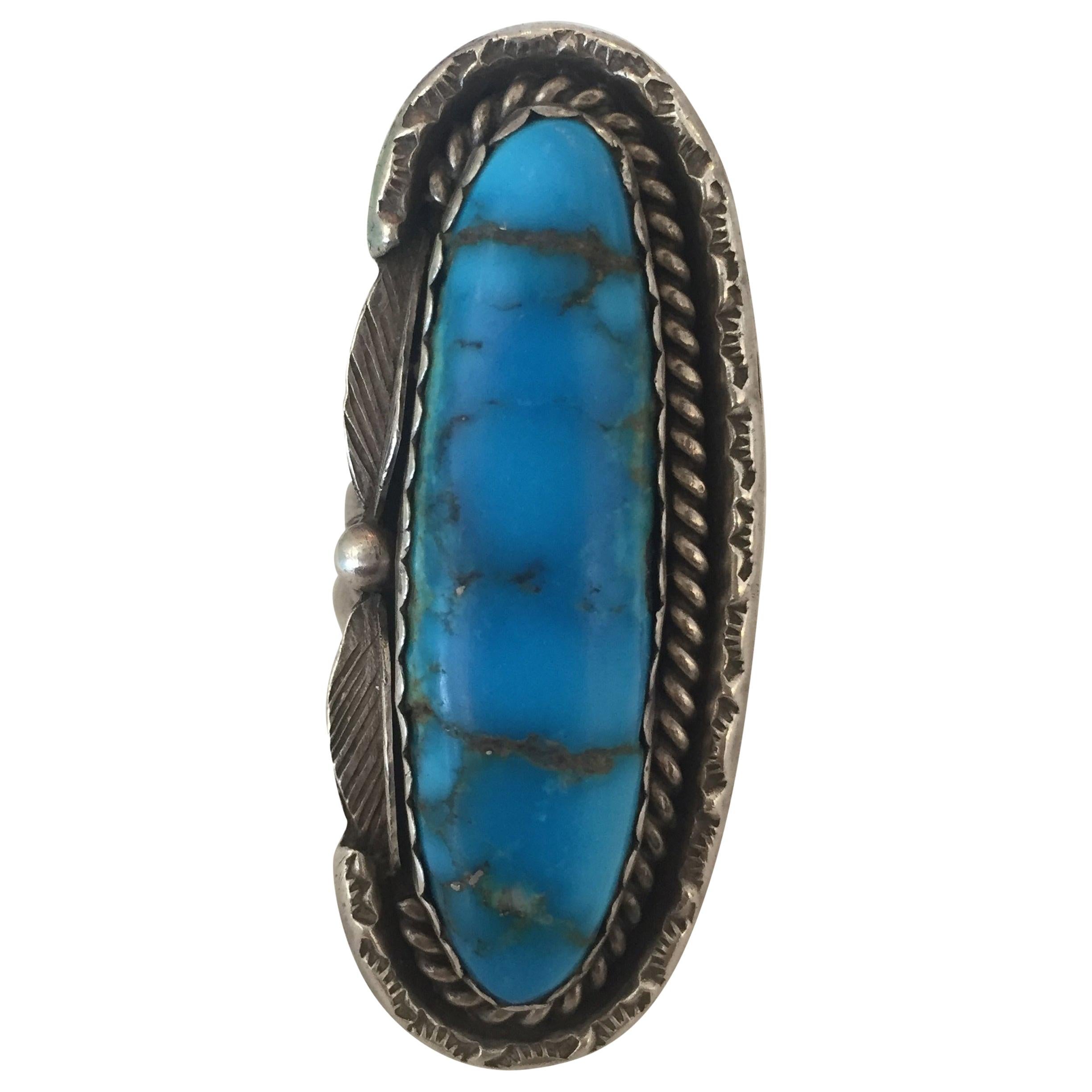 Amazon.com: Genuine Sleeping Beauty Turquoise Ring, Oxidized Sterling  Silver, Authentic Navajo Native American USA Handmade, Artist Signed,  Nickel Free, Southwest Jewelry (Size 5.5) : Handmade Products