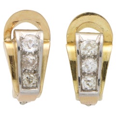 Vintage Belle Époque Diamond Earrings Set in 18k Yellow Gold and Platinum