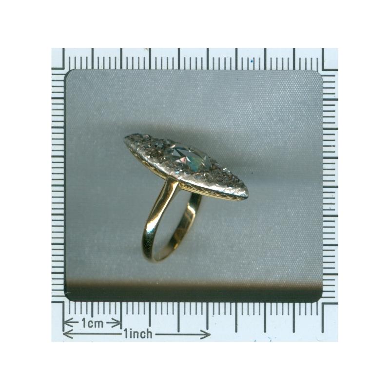 Vintage Belle Époque Navette Shaped Engagement Diamond Ring, 1910s For Sale 8
