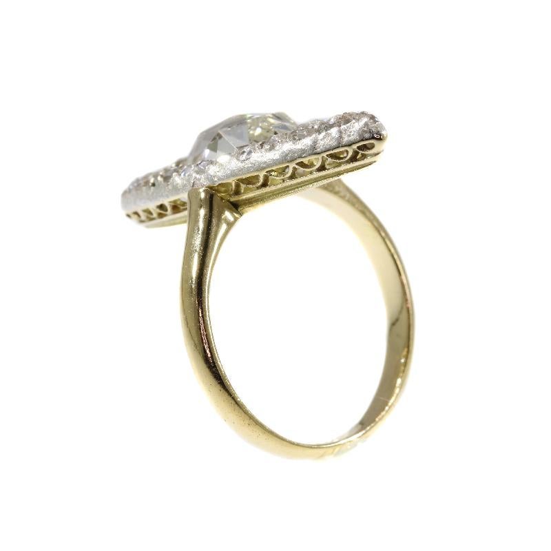 Vintage Belle Époque Navette Shaped Engagement Diamond Ring, 1910s For Sale 2
