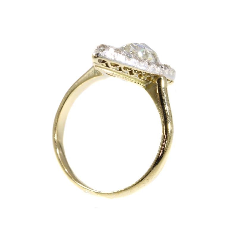 Vintage Belle Époque Navette Shaped Engagement Diamond Ring, 1910s For Sale 3