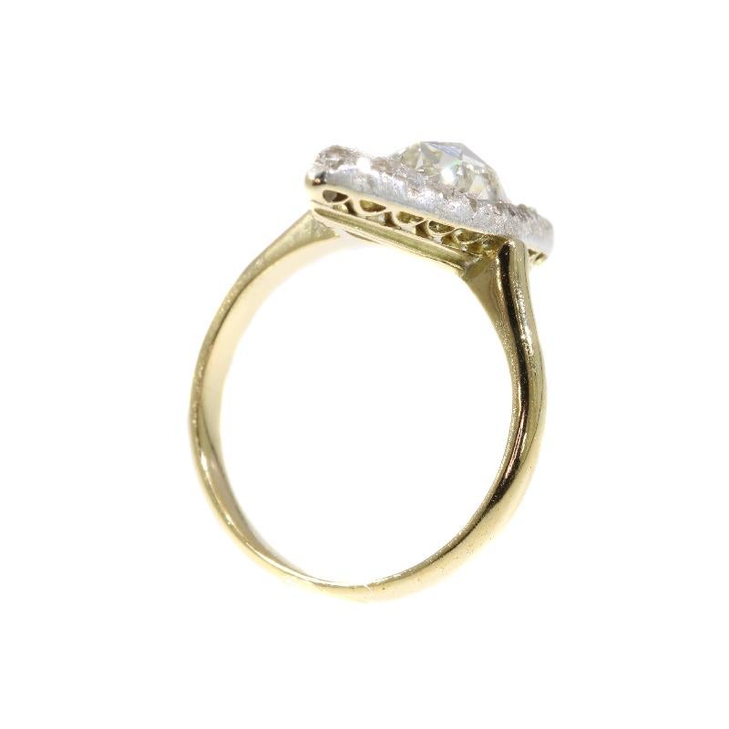 Vintage Belle Époque Navette Shaped Engagement Diamond Ring, 1910s For Sale 4