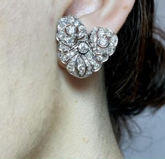 Vintage Belle Époque Style Diamond Earrings, 4.00 Carats, Circa 1940