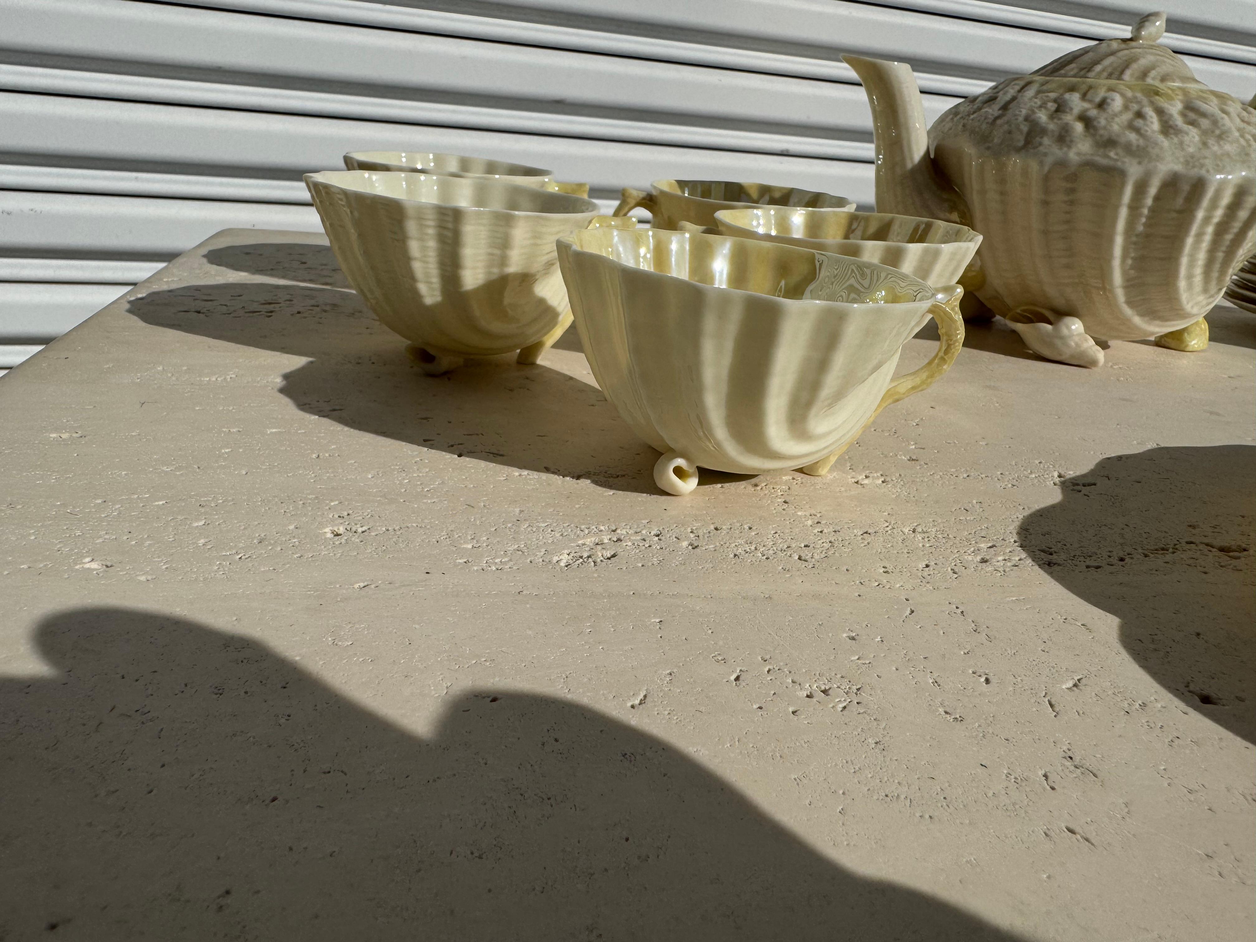 Victorien tardif Service à thé vintage Belleek 15 pièces NEPTUNE en vente