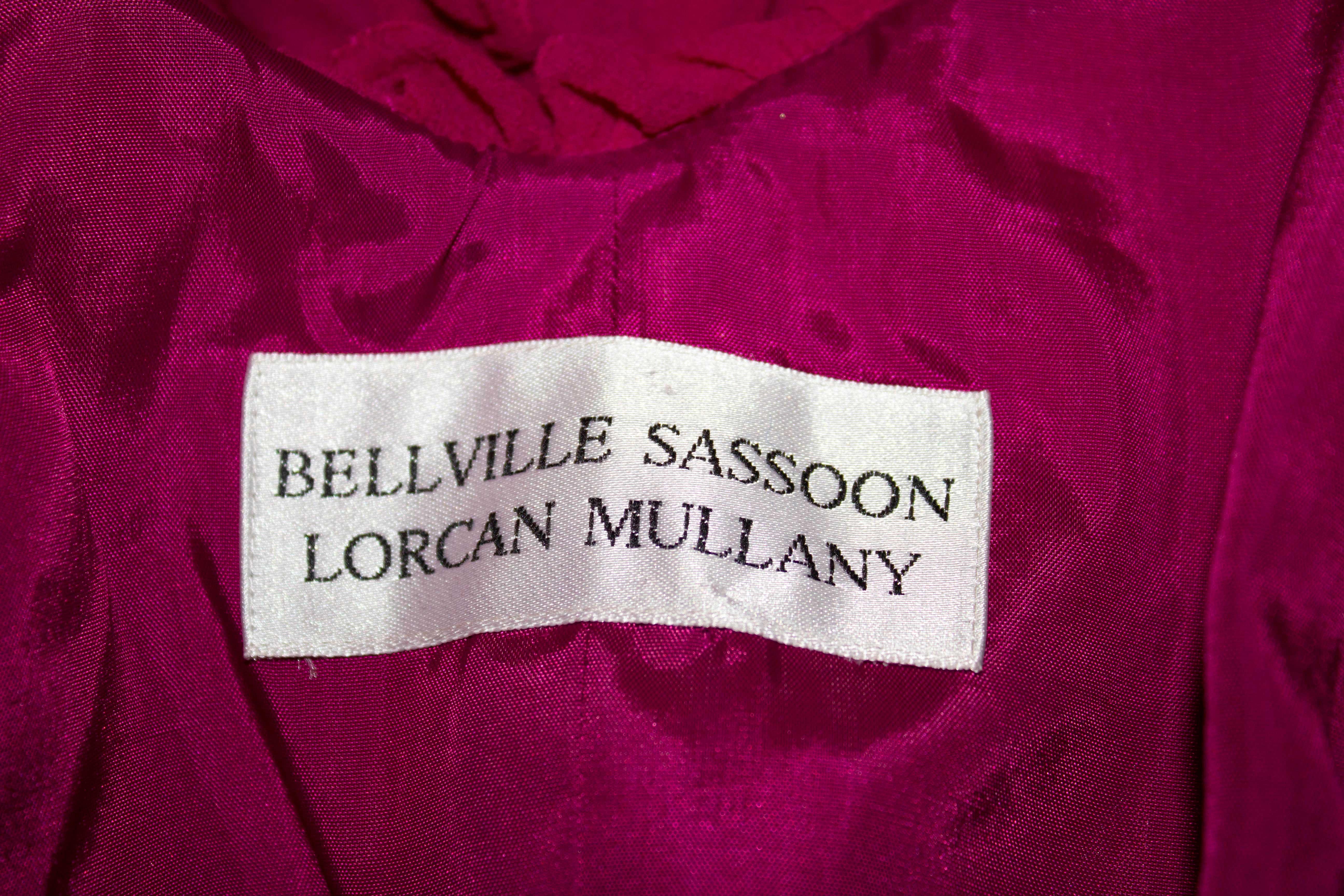 Vintage Bellville Sassoon  / Lorcan Mullany Cerise Pink Silk Gown In Good Condition For Sale In London, GB