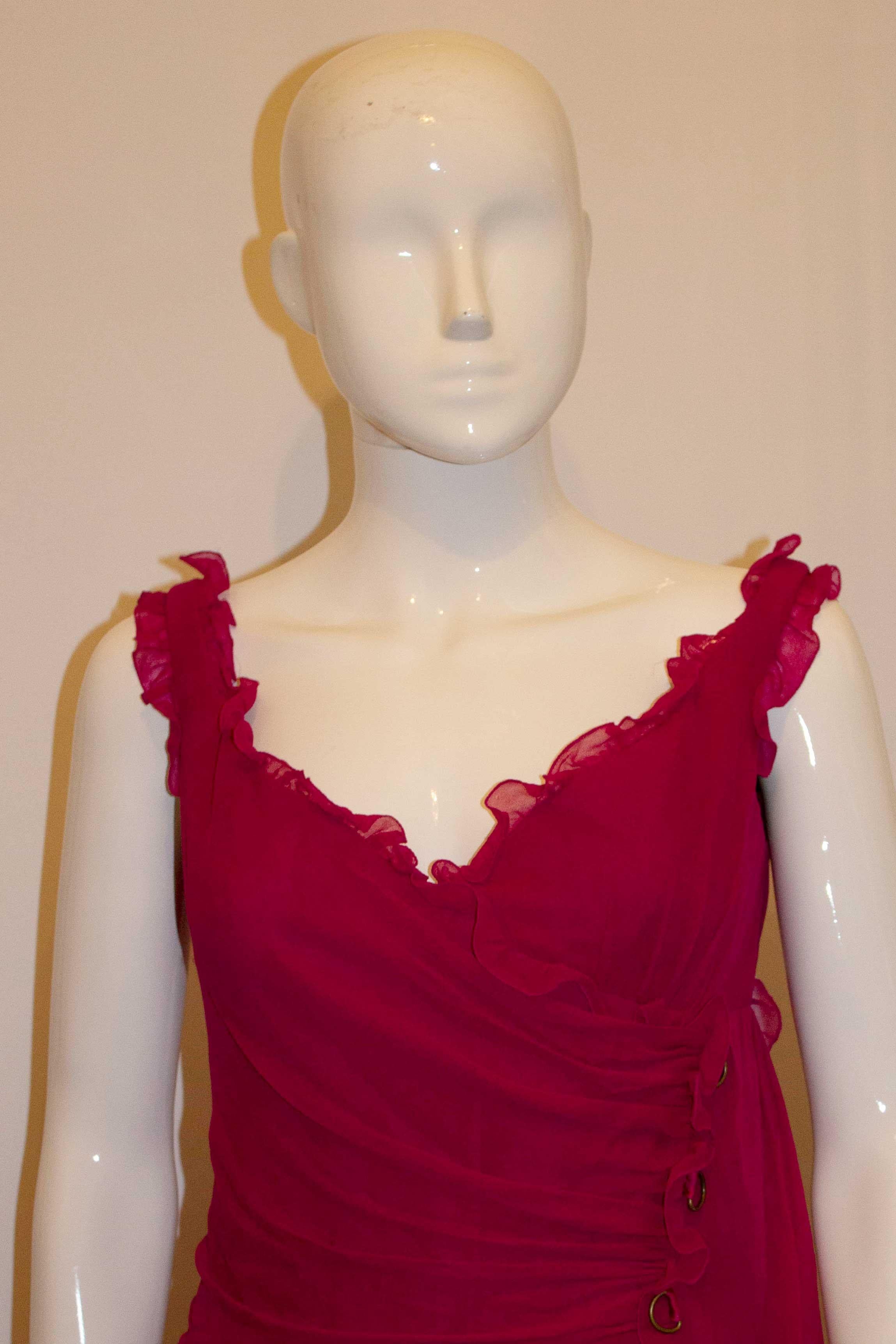 Women's Vintage Bellville Sassoon  / Lorcan Mullany Cerise Pink Silk Gown For Sale