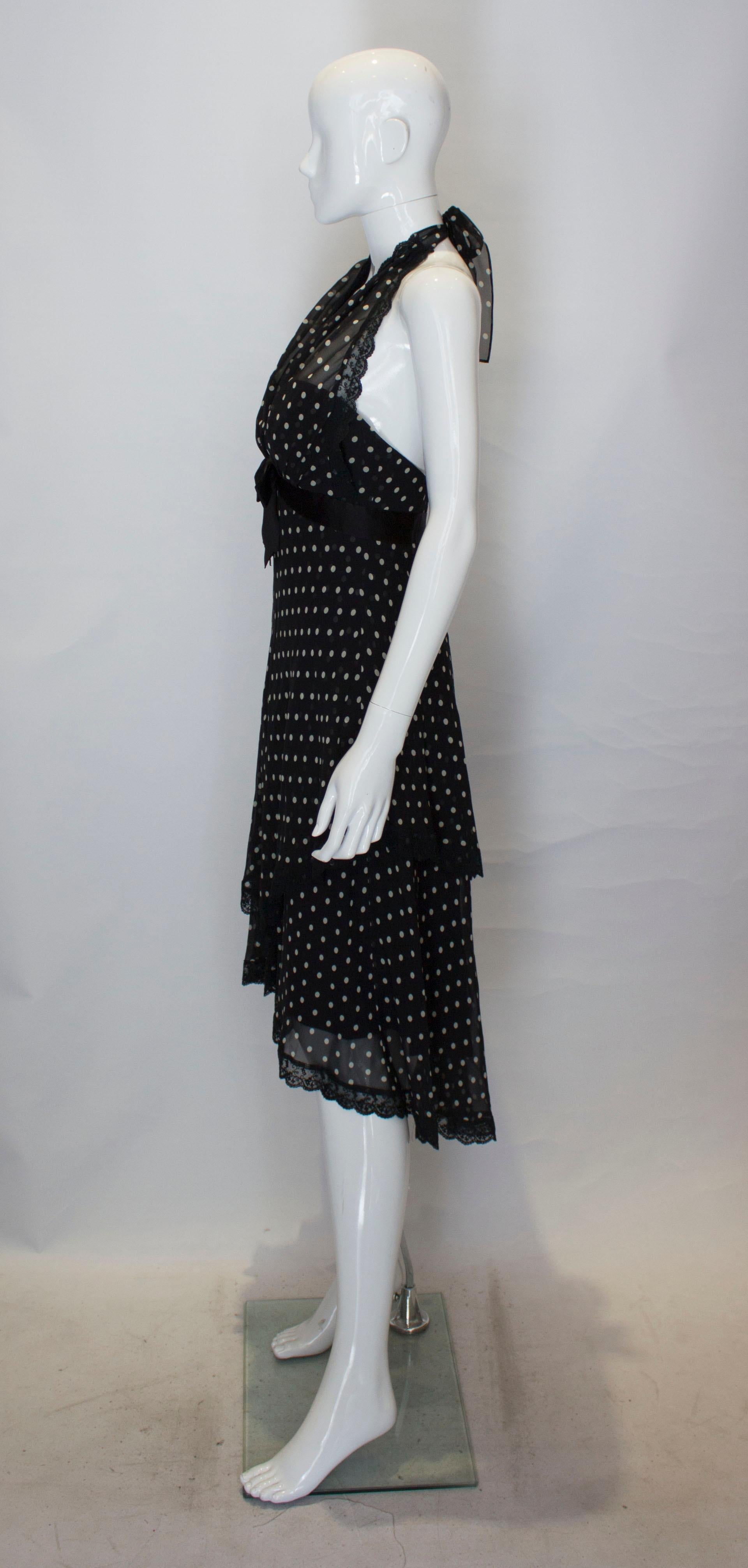 Black Vintage Bellville Sassoon/ Lorcan Mullany Silk Spotty Dress For Sale