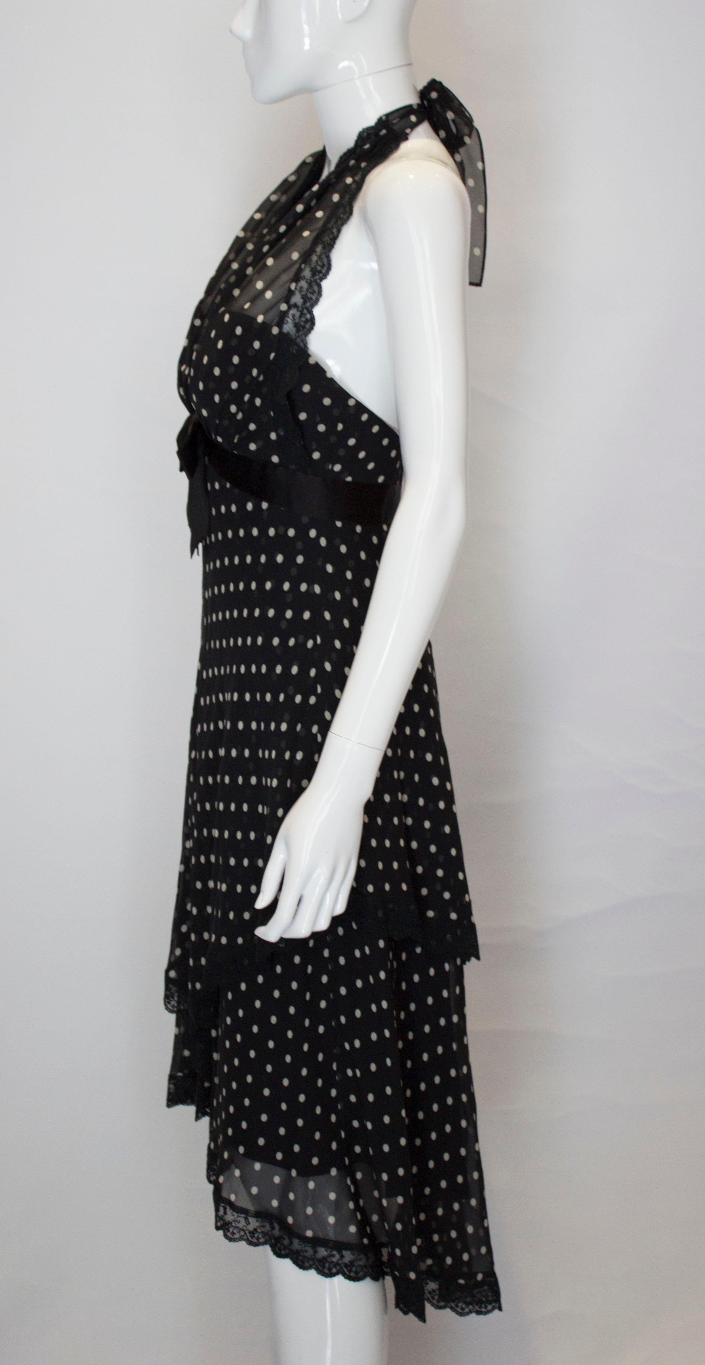 Vintage Bellville Sassoon/ Lorcan Mullany Silk Spotty Dress In Good Condition For Sale In London, GB