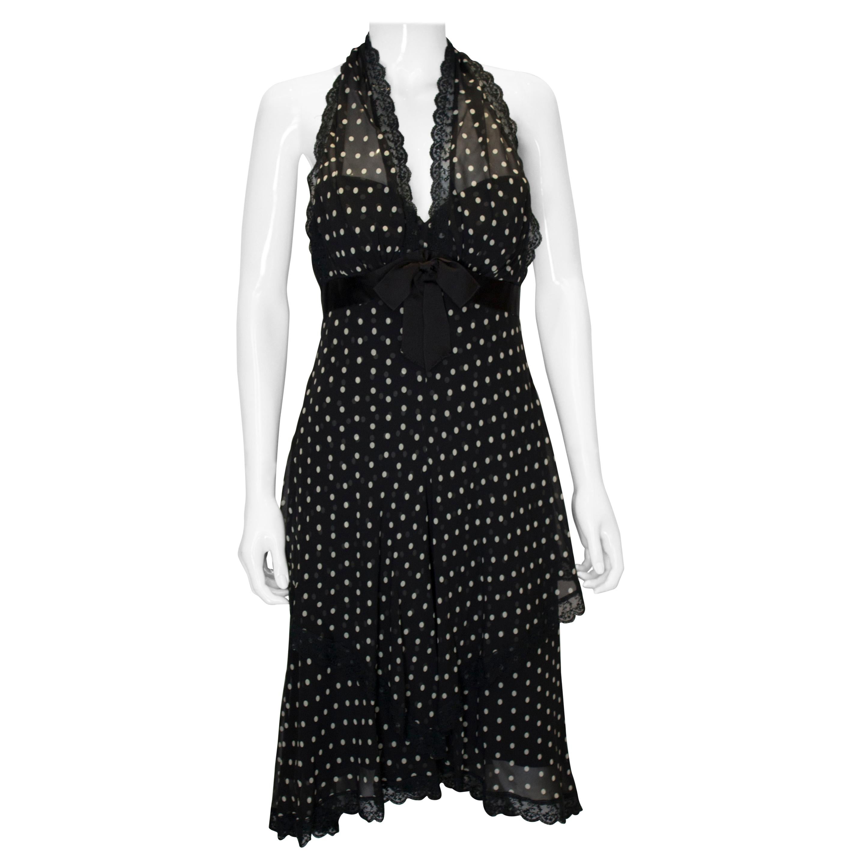 Vintage Bellville Sassoon/ Lorcan Mullany Silk Spotty Dress For Sale