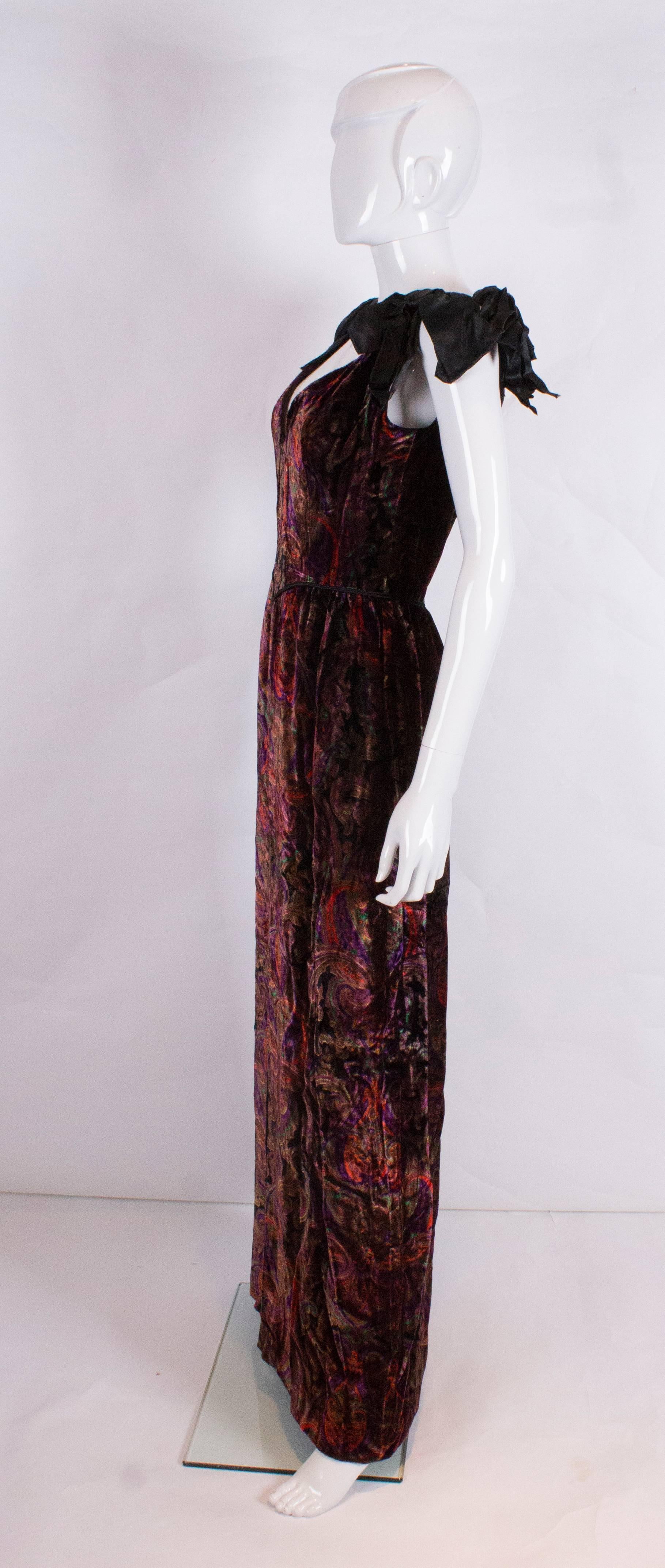 Black  Vintage Bellville Sassoon Silk Velvet Evening Gown For Sale