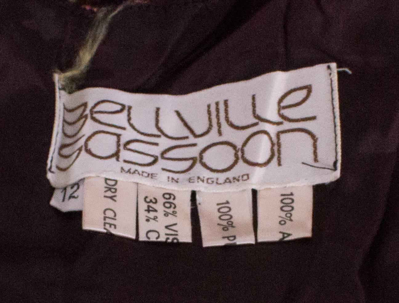  Vintage Bellville Sassoon Silk Velvet Evening Gown For Sale 1