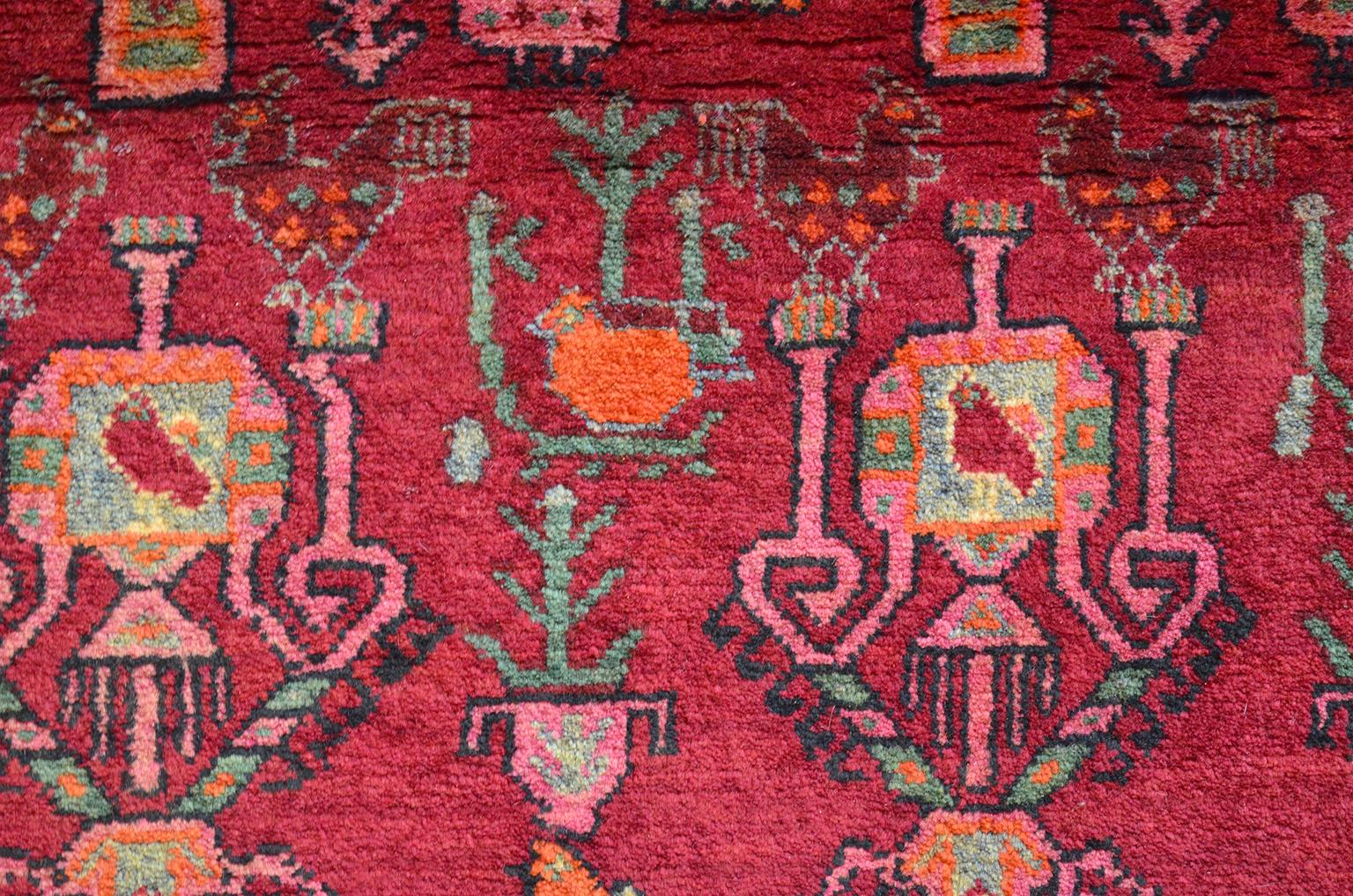 Mid-20th Century Vintage 1940s Wool Persian Belouchi Rug, Peacock Design, 5' x 9' For Sale
