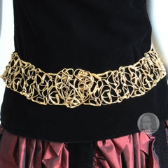 Yves Saint Laurent Belt Abstract Wire Cage Heart Gold Metal Hinged Vintage Rare