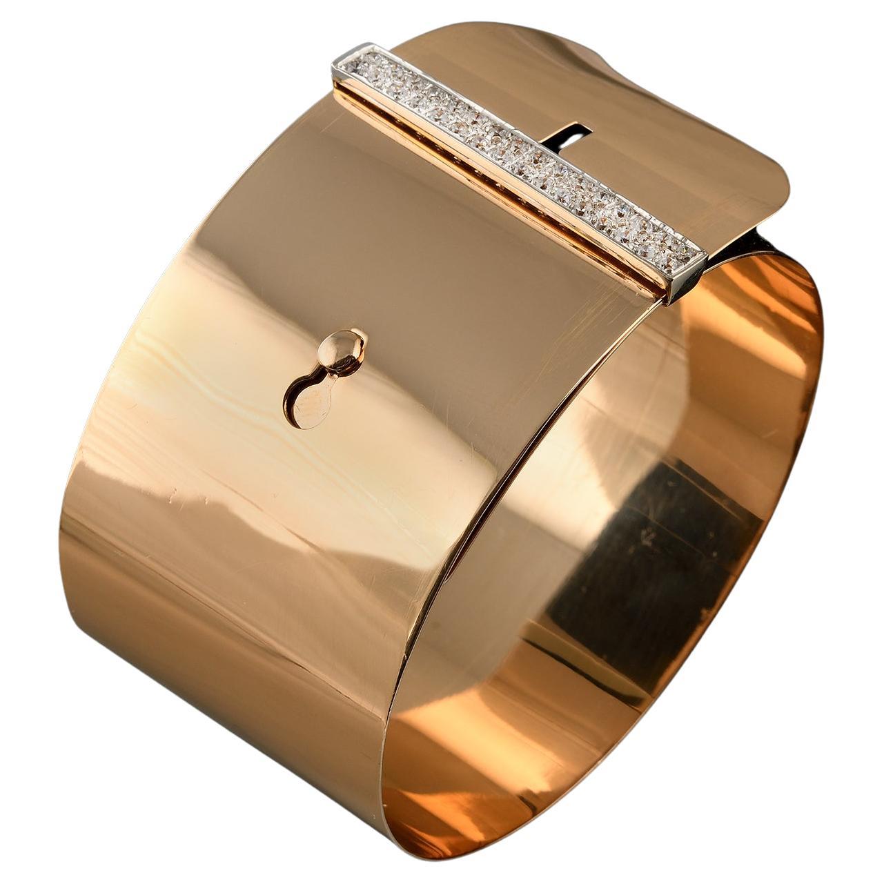 Vintage belt bracelet in gold and diamond